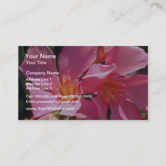 Tarjeta De Visita Flores rosadas del Oleander del Nerium (Anverso)