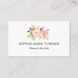 Tarjeta De Visita Flores rosadas Estilo de pelo de maquillaje profes