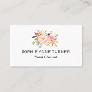 Tarjeta De Visita Flores rosadas Estilo de pelo de maquillaje profes