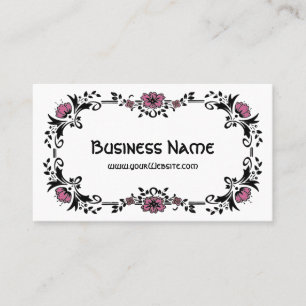 Tarjeta De Visita Flores rosadas florales decorativas victorianas an