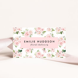 Tarjeta De Visita Flores rosadas, rosas rosadas, floristería, Flores