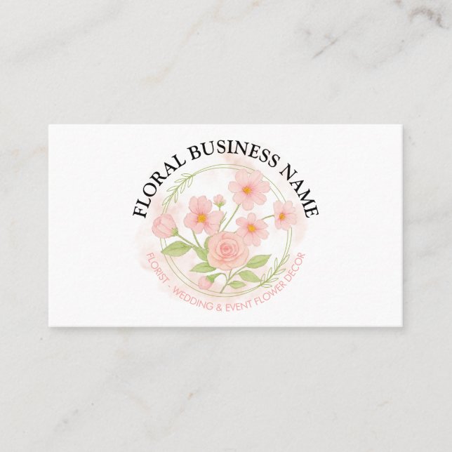 Tarjeta De Visita Flores rosadas sonrojadas en círculo (Anverso)