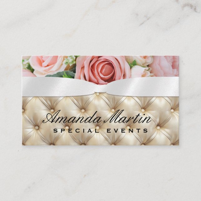 Tarjeta De Visita Flores rosas | Cinta | Upholsed (Anverso)
