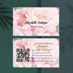 Tarjeta De Visita Flores rosas código QR