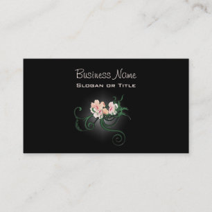 Tarjeta De Visita Flores rosas en fondo negro