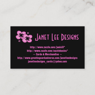 Tarjeta De Visita Flores rosas en negro~tarjeta de presentación