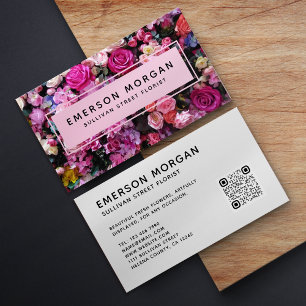 Tarjeta De Visita Flores rosas modernas Flores QR Florismo de código