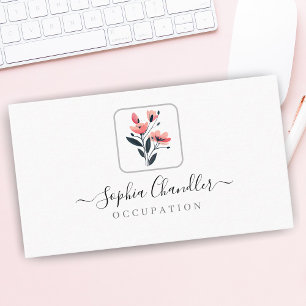 Tarjeta De Visita Flores rosas, nombre de guión, clase simple