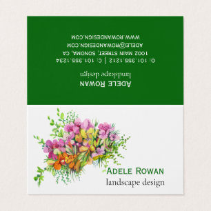Tarjeta De Visita Flores rosas y naranjas pintura acuarela