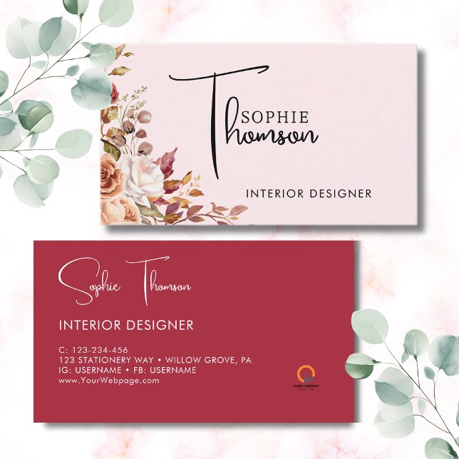 Tarjeta De Visita Flores rústicas otoñales (Subido por el creador)