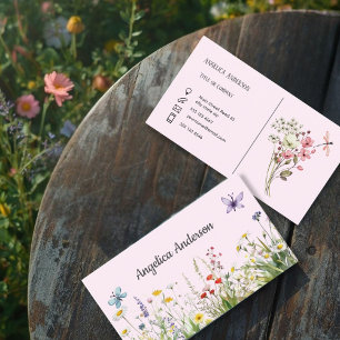 Tarjeta De Visita Flores salvajes de color rosa pálido