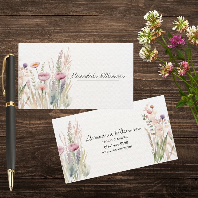Tarjeta De Visita Flores salvajes de primavera de doble lado (Subido por el creador)