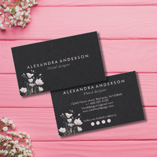 Tarjeta De Visita Flores salvajes rosadas de Boho
