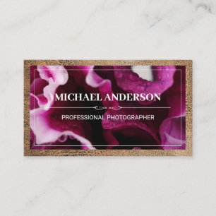 Tarjeta De Visita Flores se cierran   Borde de cuero