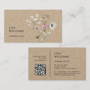 Tarjeta De Visita Flores silvestres acuarela Kraft