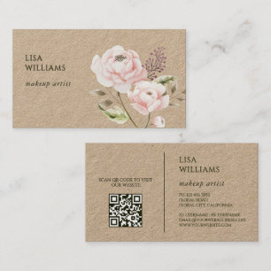 Tarjeta De Visita Flores silvestres acuarela Kraft