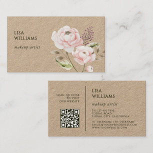 Tarjeta De Visita Flores silvestres acuarela Kraft