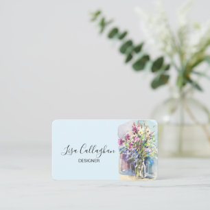Tarjeta De Visita Flores silvestres blancas y amarillas