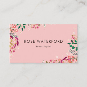 Tarjeta De Visita Flores Silvestres Boho Rosa Precioso