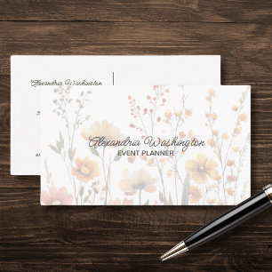 Tarjeta De Visita Flores silvestres de campo con código QR