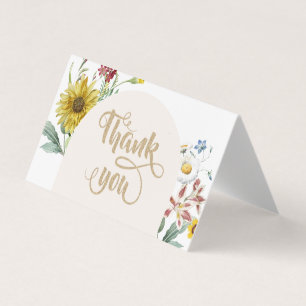 Tarjeta De Visita Flores Silvestres Girasoles Mariposas Gracias