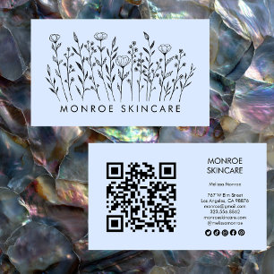 Tarjeta De Visita Flores silvestres línea elegante Art QR Código Ico