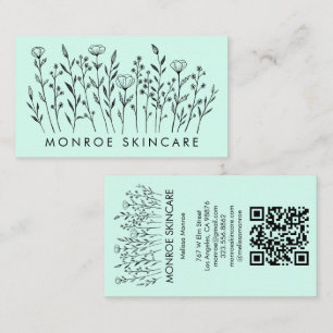 Tarjeta De Visita Flores silvestres Moda elegante línea de arte Pers