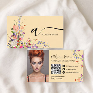 Tarjeta De Visita Flores silvestres moda maquillaje de pelo foto cód