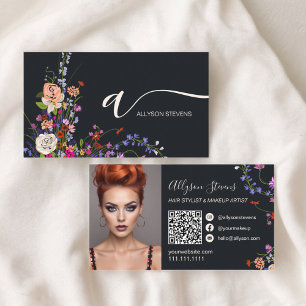 Tarjeta De Visita Flores silvestres moda maquillaje de pelo foto cód