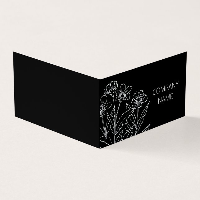 Tarjeta De Visita Flores silvestres negras y blancas (Exterior)
