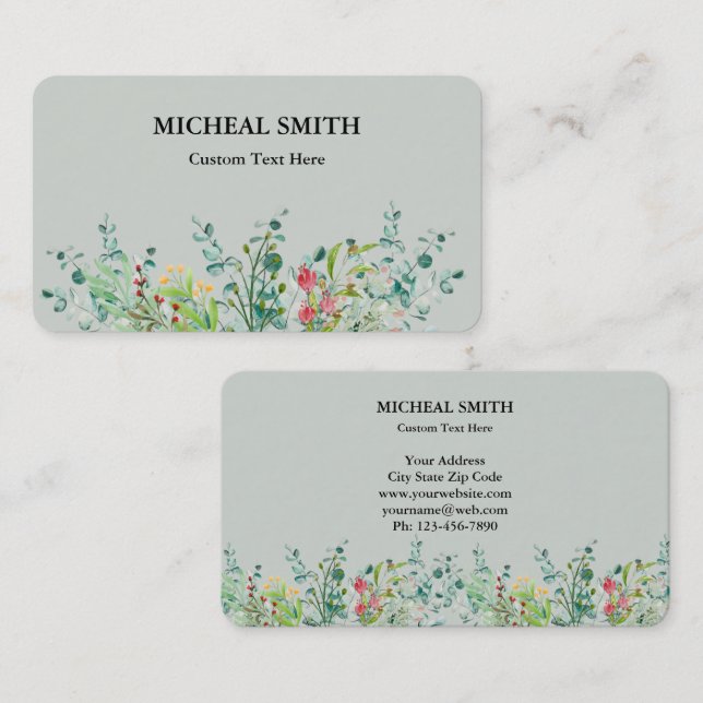 Tarjeta De Visita Flores Silvestres Rústicas Románticas Modernas (Anverso / Reverso)