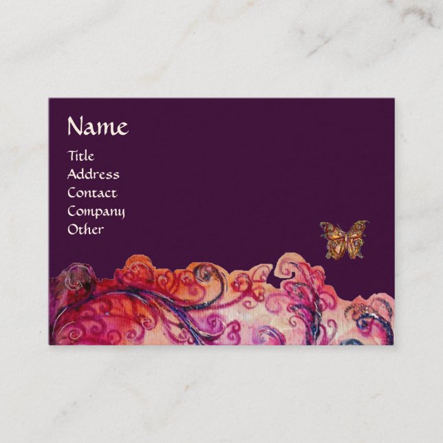 Tarjeta De Visita FLORES SIMILARES rojo brillante, azul púrpura rosa (Anverso)