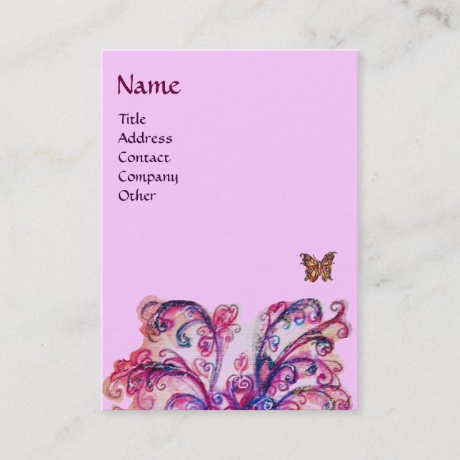 Tarjeta De Visita FLORES SIMILARES rojo brillante, púrpura rosa (Anverso)