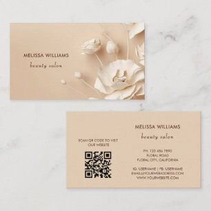 Tarjeta De Visita Flores simples beige 3D