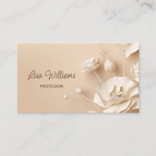Tarjeta De Visita Flores simples beige 3D