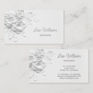 Tarjeta De Visita Flores simples blancas 3D