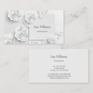 Tarjeta De Visita Flores simples blancas 3D