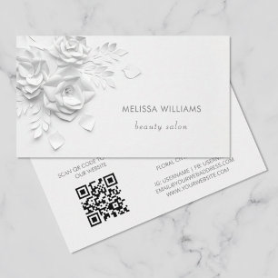Tarjeta De Visita Flores simples blancas 3D