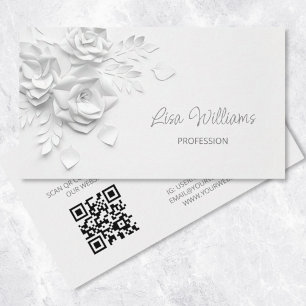Tarjeta De Visita Flores simples blancas 3D