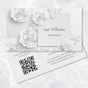 Tarjeta De Visita Flores simples blancas 3D