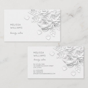 Tarjeta De Visita Flores Simples Blancas en 3D