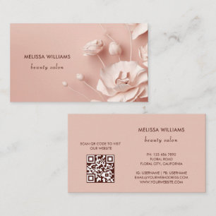 Tarjeta De Visita Flores simples en 3D rosadas