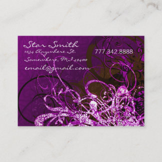 Tarjeta De Visita Flores Swirly - Púrpura Profundo
