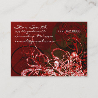 Tarjeta De Visita Flores Swirly - Rojo profundo