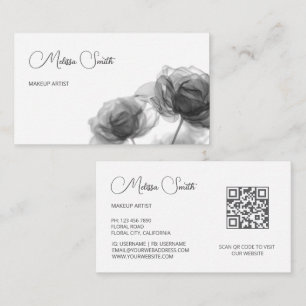 Tarjeta De Visita Flores transparentes en blanco y negro