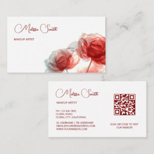 Tarjeta De Visita Flores transparentes rojas