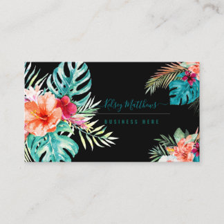 Tarjeta De Visita Flores tropicales de color de agua de PixDezines
