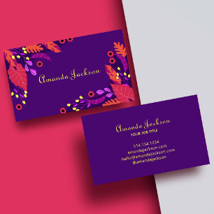 Tarjeta De Visita Flores tropicales de color femenino con escritura 