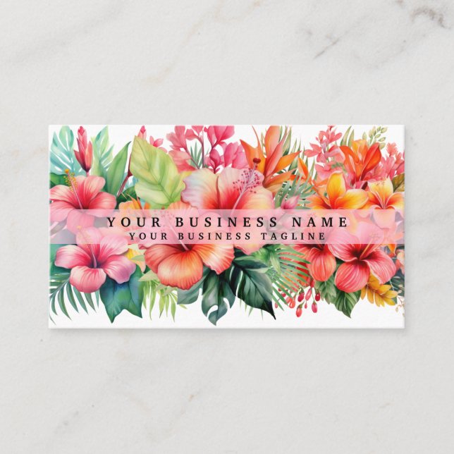 Tarjeta De Visita Flores tropicales de Hibiscus floral (Anverso)