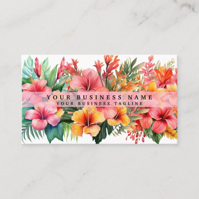 Tarjeta De Visita Flores tropicales de Hibiscus floral (Anverso)